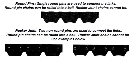 Transfer case chain types, round and rocker pins